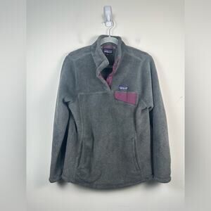 Patagonia Grey Purple Re-Tool Snap-T Fleece Pullover Jacket Size Large EUC
